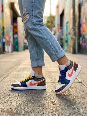 Nike Air Jordan 1 Low MMD White Black Royal Mango Women’s 8 New Y6.5